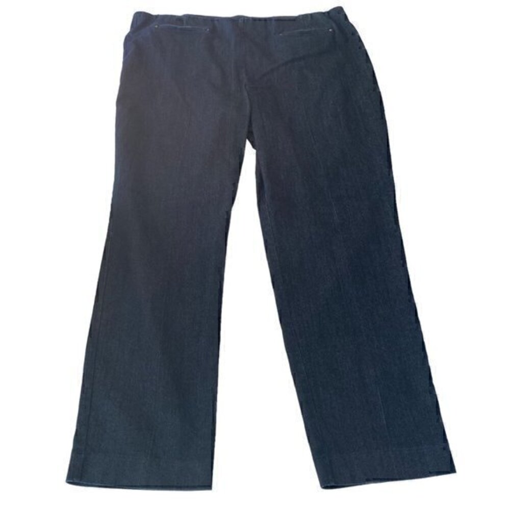 Laura Scott Women Jeans Pull On Elastic Waist Pockets Dark Blue Stretch Size 2X